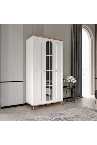 Bohem 3 Kapaklı Aynalı Komple Mdf Gardırop - Elbise Dolabı