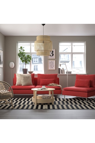 3'lü Kanepe, Tonerud Kırmızı, Kolçaksız 2Açık Ceviz