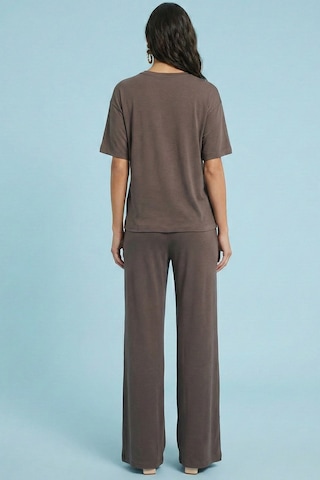 Oversize Vizon Örme T-shirt Vizon