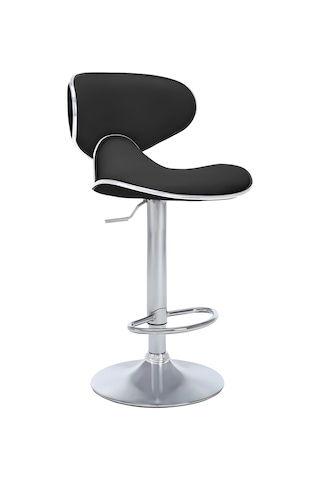 Bürocci Zen Bar Taburesi - Siyah Modern Deri Metal Ataklı Yüksek Tezgah Sandalyesi - 9549s0481 Siyah
