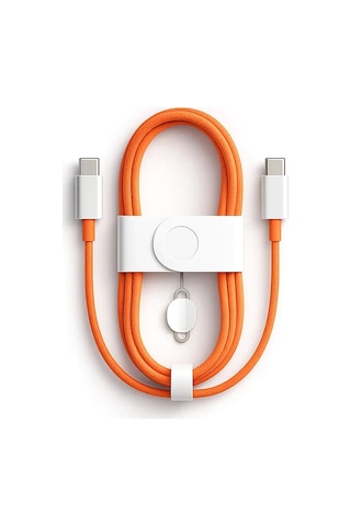 Schitec 60w AppleiPhone Uyumlu Type-c To Type-c Örgülü Hızlı Data Ve Şarj Kablosu Ve Sim İğnesi Turuncu