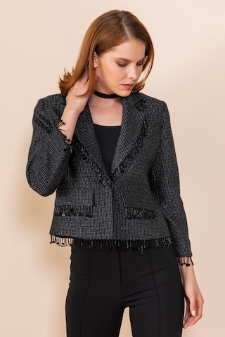 Serpil Exclusive Kadın Püskül Detaylı Kısa Blazer Ceket Siyah