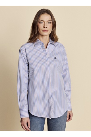 Brooks Brothers Mavi Kadın Regular Fit Çizgili Gömlek Bbfw26fsh004 Kırmızı-mavi