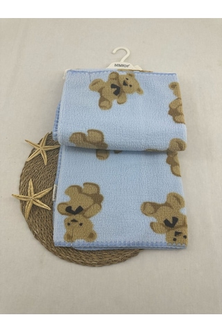 Ayı Desenli Velsoft Battaniye Mavi