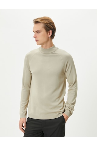 Koton Yarım Balıkçı Yaka Kazak Slim Fit Triko Uzun Kollu Bej 4wam70120ht 4WAM70120HT057 Ekru