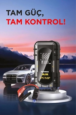 8000 Mah Taşnabilir Dijital Ekranlı Araç Akü Takviyeli,powerbank,ışıklı Oto Hava Kompresörü Çok Renkli