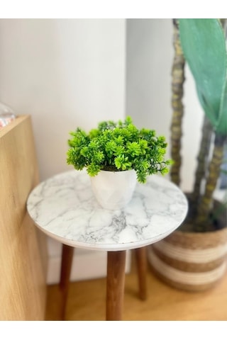Yapay Çiçek Beyaz Saksıda Lotus Dekoratif Masa Çiçeği 15cm