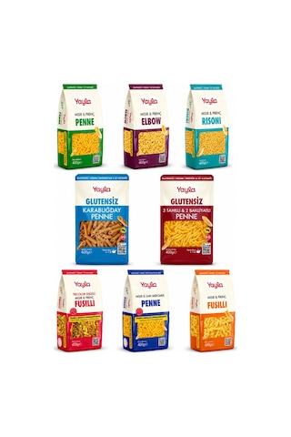 8 Li Doğal Glutensiz Makarna Serisi 400 Gr Elbow-penne-fusulli-risoni