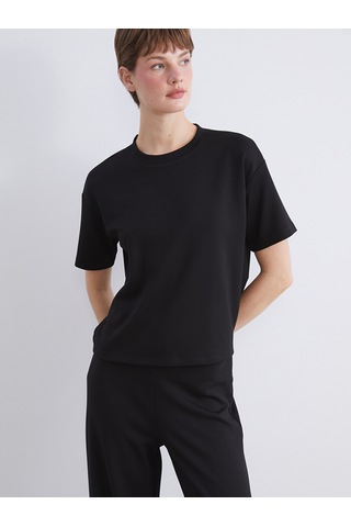 Lcw Comfort Siyah Bisiklet Yaka Kadın Tişört