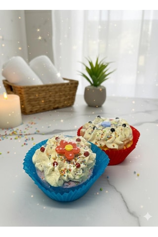 Cupcake Köpüren Banyo Topu, Nem Bombası, Jakuzi & Küvet Kullanımı İçin 110 Gr, 2'li Gül - Yasemin