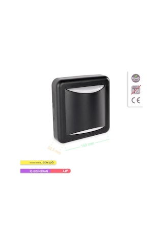 ACK 4W LED Duvar Apliği 3000K Günışığı Dekoratif Duvar AH07-05101 Siyah