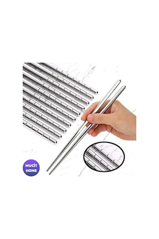 Mucit Home 5'li Paslanmaz Çelik Metal Chopstick çok renkli