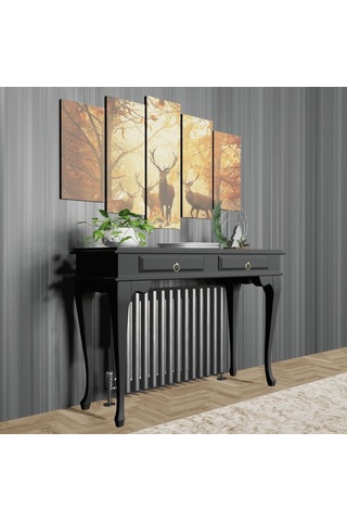 Roys Ahşap 120 Cm Siyah Çekmeceli Petek Üstü Yüksek  Dresuar Siyah