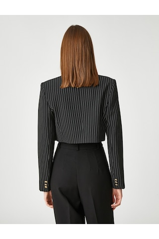 Koton Crop Blazer Ceket Düğme Detaylı Lacivert