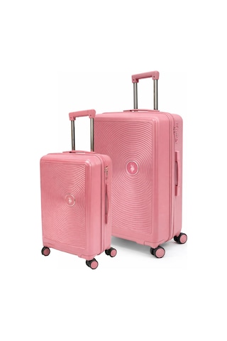 U.S. Polo Assn. Büyük Ve Kabin Boy 2'li Valiz Seti %100 Polipropilen Valiz Pembe 26040 Pembe