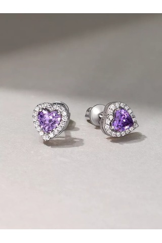 Gold Plaza Jewelry 925 Ayar Gümüş Kalp Şekilli Pırlanta Küpe 221582236 Diğer