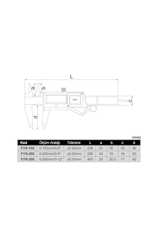 1118-200B Insize Dijital Kumpas 200 Mm Ip67