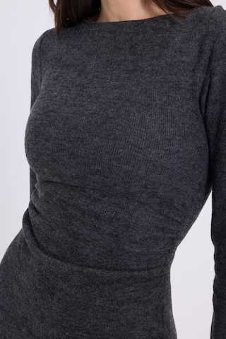 Tudors Kadın Slim Fit Dar Kesim Bisiklet Yaka Antrasit Elbise-41644 Antrasit