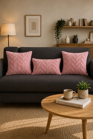 Wellsoft Dekoratif Kırlent Kılıfı 45x45 Ve 30x50 Peluş Koltuk Kanepe Yastık Kılıfı Pudra 30 x 50