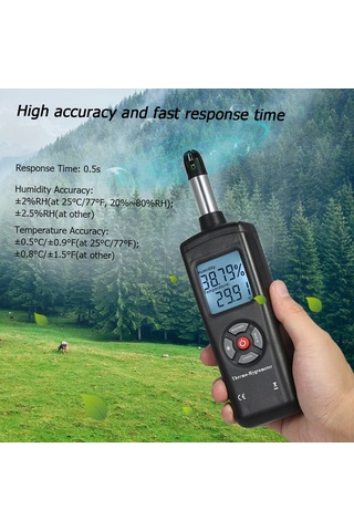 Dijital Lcd Termo-higrometre Termometre Higrometre Siyah