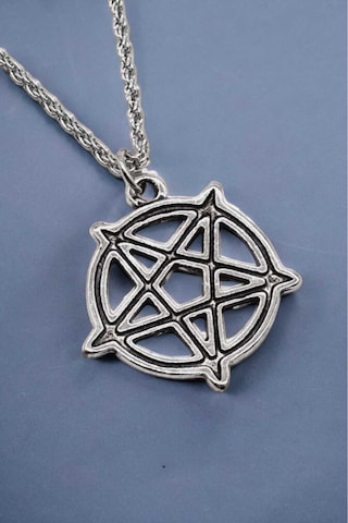 Tezzgelsin 925 Ayar Antik Gümüş Kaplama Pentagram Kolye Gümüş