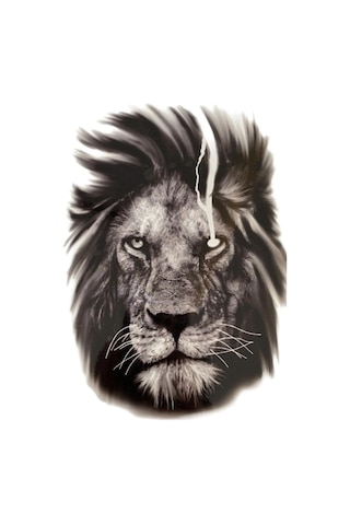 Karat Tattoo Aslan Desenli Su Geçirmez Geçici Dövme Kol Omuz Bacak Uyumlu Siyah Büyük Tattoo