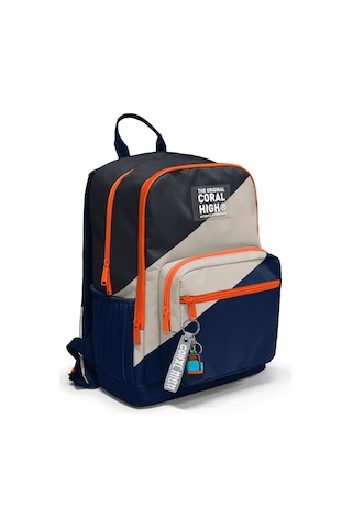 Coral High Lacivert Koyu Gri Bej Renkli Okul Sırt Çantası 23693 Bej