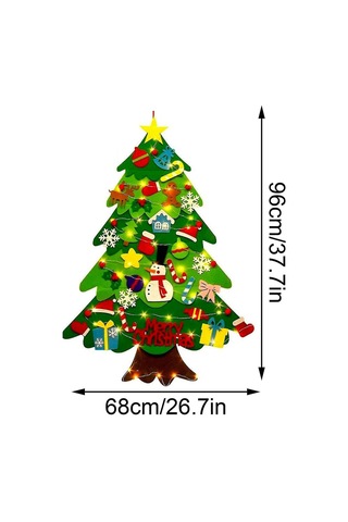 Çocuklar İçin Kendin Yap Keçe Noel Ağacı Hediyesi, Çıkarılabilir 32 Parça Noel Yeni Yıl Süslemeleri - Yujia Fmy Işıksız