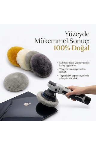 Profesyonel Seri %100 Doğal Kuzu Postu Polisaj Keçesi 180 Mm Sarı