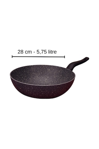 ChefMaster 28 Cm Granit Wok Tava Siyah Yanmaz Yapışmaz