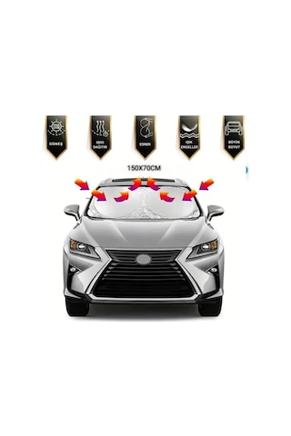 Romofy Araba Ön Cam Güneşlik Kolay Katlanabilir Ve Yer Kaplamaz 150cm X 70cm - Uv Koruma Ve Isı Azaltma Otomobil G Diğer 94527742