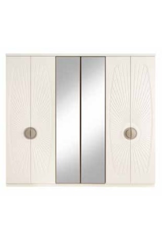 Darius Tamamı Mdf 6 Membranlı Kapaklı Reflekte Camlı Gardırop Dolap Beyaz