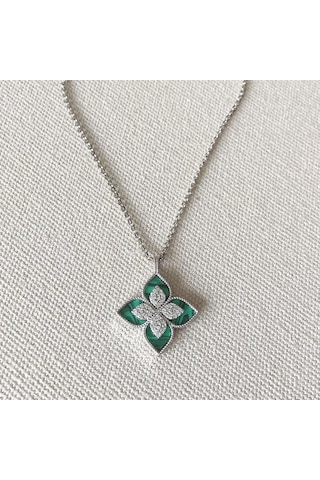 Yonca Mineli İkili Çelik Kolye Çok renkli