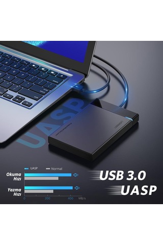 Ugreen Usb 3.0 2.5 İnch Sata Hard Disk Kutusu, Siyah 30847