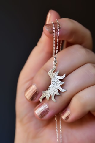 Papatya Silver 925 Ayar Gümüş Antik Yunan Mitolojisi Güneş ve Ay Kolye