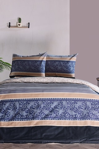 Doqu Home Saten Nevresim Takımı Clair Çift Kişilik - Bej Çok Renkli