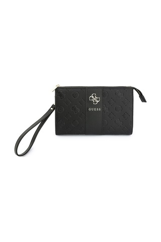 Guess Lisanslı Kadın Çanta Peony Ve 4g Desenli Şerit Detaylı Metal Logolu Omuz Askılı El Çanta Siyah