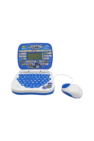 Oyuncak Laptop Eğitim Bilgisayarı Türkçe İngilizce Eğitici Mavi