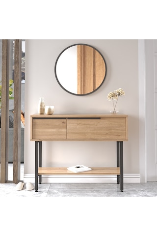 Robin Home Lidya Dresuar Aynalı Kapaklı Metal Ayaklı Sepet Kahverengi