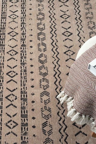 Gaia Bej Halı Yıkanabilir Kaymaz Taban Şönil Kilim Dokuma Pamuk Taban Kilim 10351 Bej