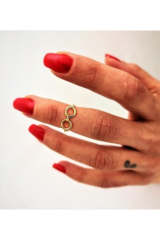 GOLD KAPLAMA KARARMAZ GÖZLÜK FİGÜR ALTTAN AYARLI EKLEM YÜZÜK-YÜZÜK10 Altın