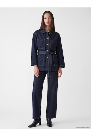 Lcw Everyday İndigo Kuşaklı Kadın Jean Ceket