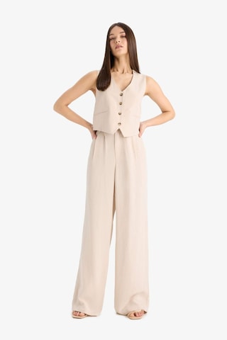 DeFacto Wide Leg Keten Karışımlı Pantolon Normal Bel Geniş Paça Cepli Fermuarlı Standart Boy E6210AX25SPBG286