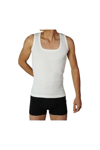 Nazar Yıldız Erkek Penye Atlet Büyük Beden Beyaz-Beyaz-4Xl Beyaz