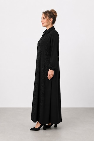 Bihan Store Kadın Düğmeli Tam Boy Elbise 4 Çıt Çıt Kapamalı Ve Lastikli Kol Uçlu Y26-25117 - Siyah