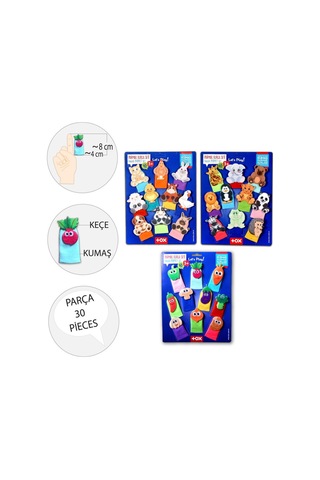 3 Set - 30 Parça Tox Evcil . Vahşi Hayvanlar ve Sebzeler Parmak K.