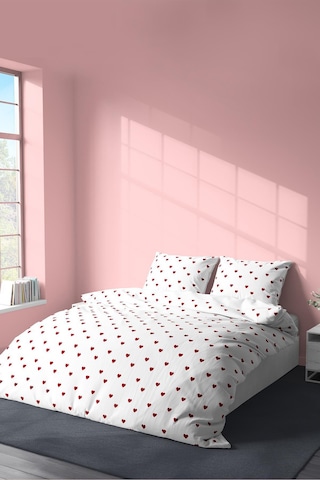 Pamuklu Çift Kişilik Nevresim Seti Nevresim Ve Yastık Kılıfı Çarşafsız Eleanor Beyaz