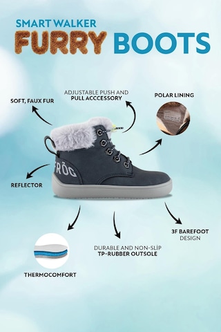 Hopfrög Furry Boots Lacivert Nubuk Barefoot Çocuk Botu Lacivert
