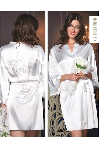 Jeremi 6524 Saten Bride Sabahlık - Ekru Ekru