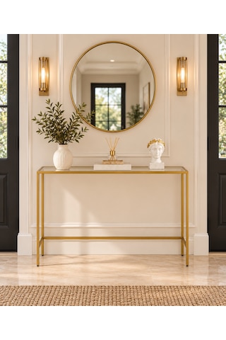 Teknor Gold Metal Şeffaf Camlı Modern Dresuar 80cm